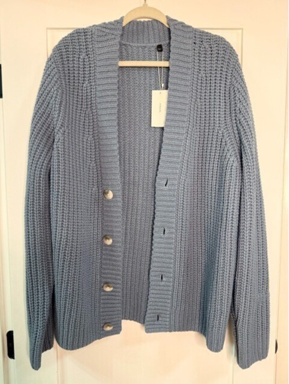 Vince Men's Waffle Knit Shawl Collar Cardigan Sweater Gray Size Large MSRP $645